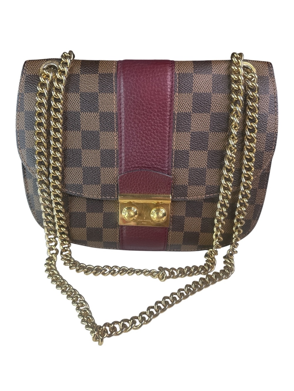 Louis Vuitton Damier Ebene Cuir Taurillion with Bag with Burgundy Accent